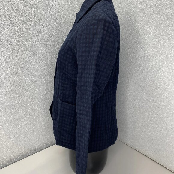 NEW TOAST Women’s Cotton Wool Herringbone Check Jacket Size 0 Navy Blue - Picture 9 of 11
